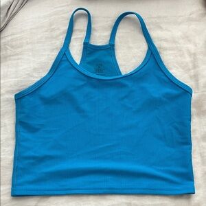 Fleo Blue Ribbed Crop Tank